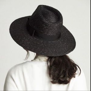 Brixton Joanna Straw Hat in Black - Sz Medium